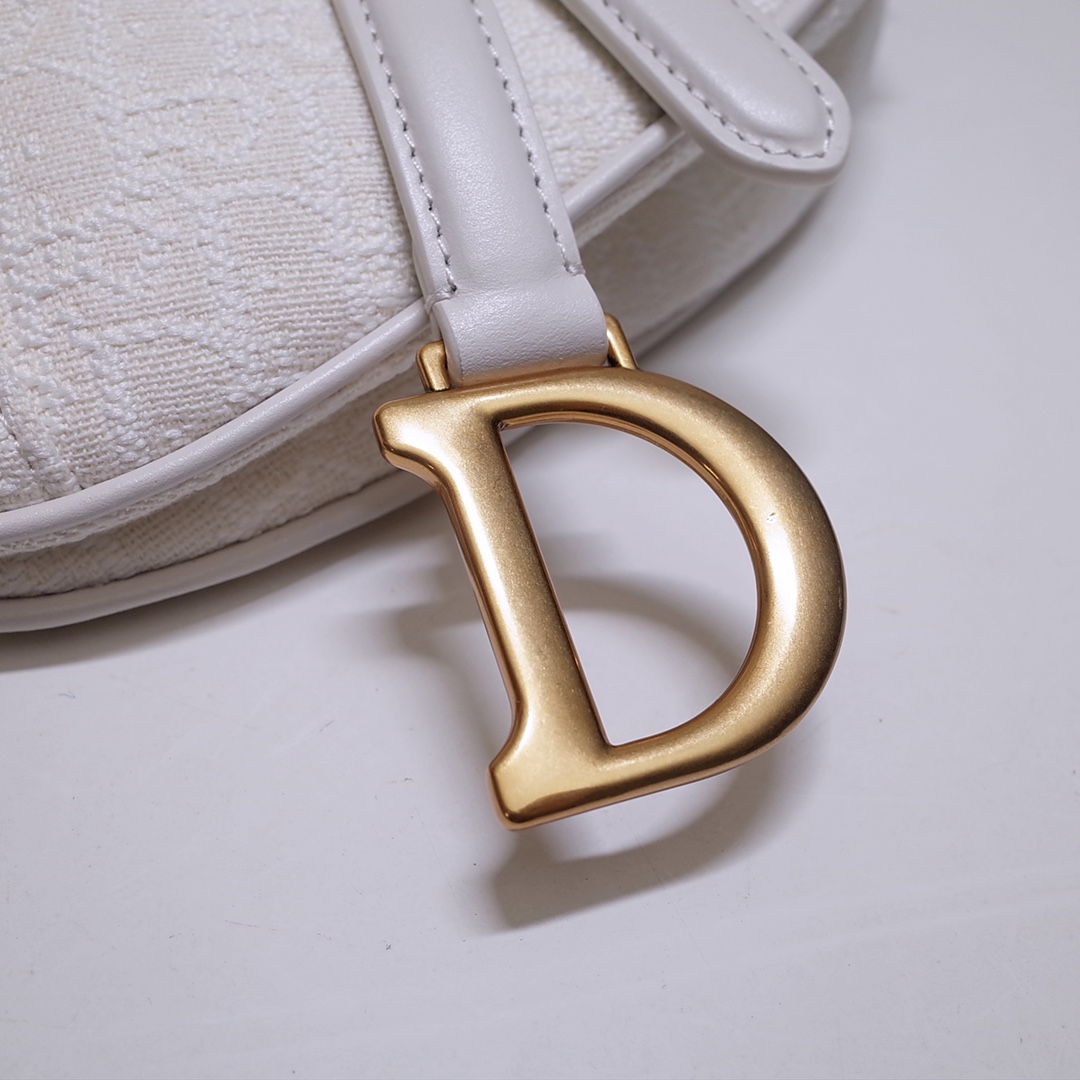 Dior 디올 화이트 Oblique 자카드 SADDLE 미니 백