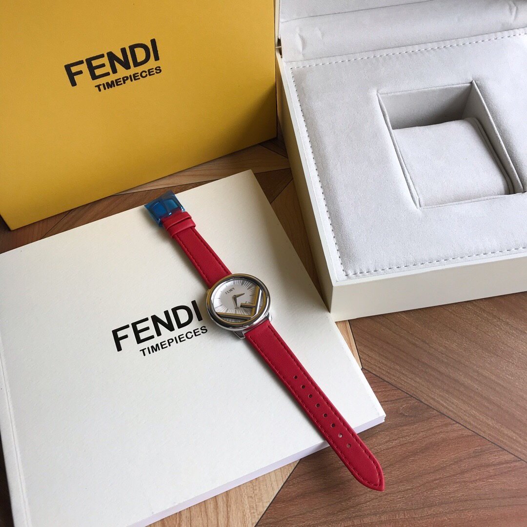 FENDI 펜디 런어웨이 F로고 시계 레드 실버