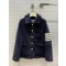 Thom Browne 톰 브라운 헤비 시어링 버튼 프론트 패치 포켓 라운드 칼라 색 재킷
